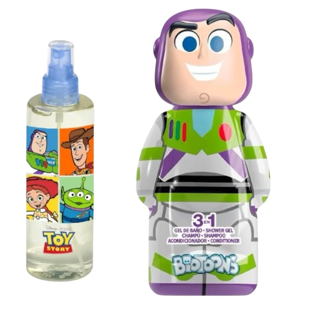 Lorenay Set de baie pentru baieti Toy Story Buzz Lightyear cu gel de dus sampon si balsam 3 in 1 Disney Pixar 300 ml si apa de toaleta 100 ml
