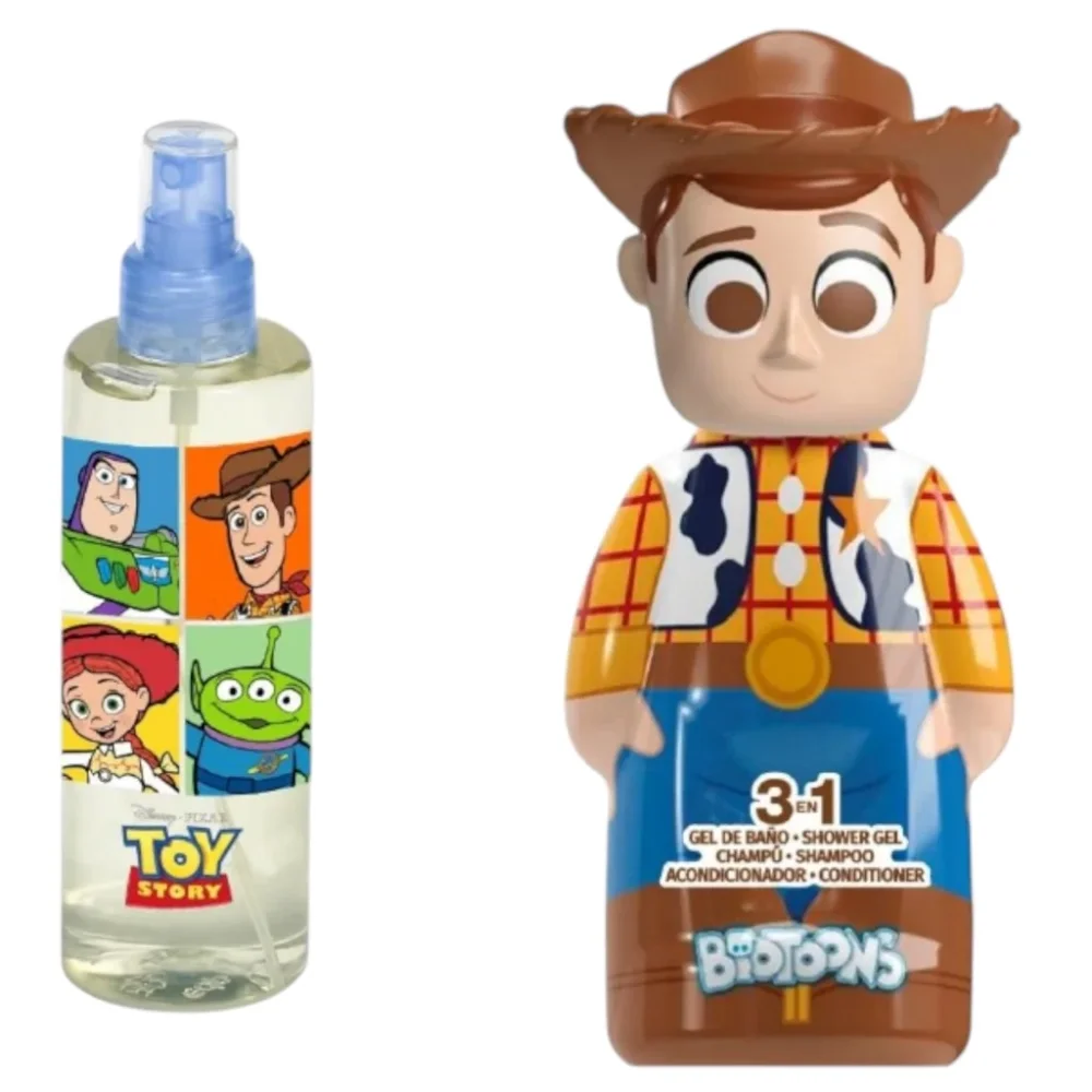 Lorenay Set de baie pentru baieti Toy Story Woody cu gel de dus sampon si balsam 3 in 1 Disney Pixar 300 ml si apa de toaleta 100 ml