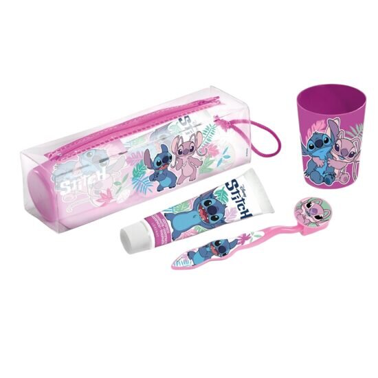 Lorenay Set ingrijire dentara pentru copii pahar pasta de dinti periuta si etui Stitch