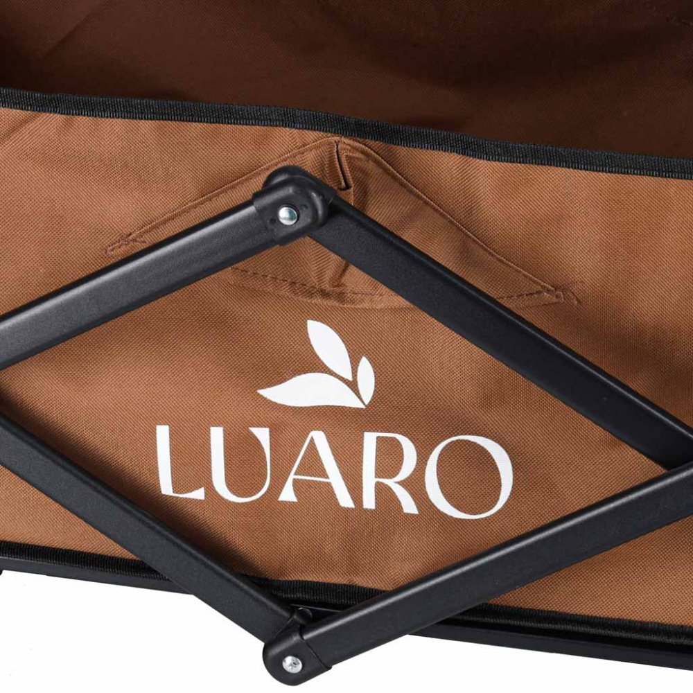 Luaro Carucior de transport universal 2 in 1 Ikonka Brown model pliabil cu maner reglabil sasiu din otel rezistent buzunare exterioare si Masuta de campare inclusa