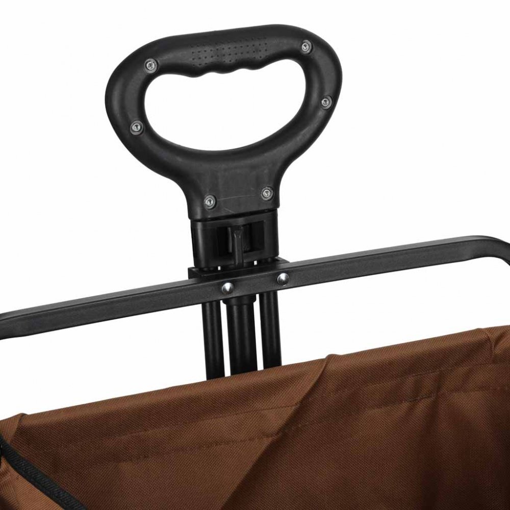 Luaro Carucior de transport universal 2 in 1 Ikonka Brown model pliabil cu maner reglabil sasiu din otel rezistent buzunare exterioare si Masuta de campare inclusa