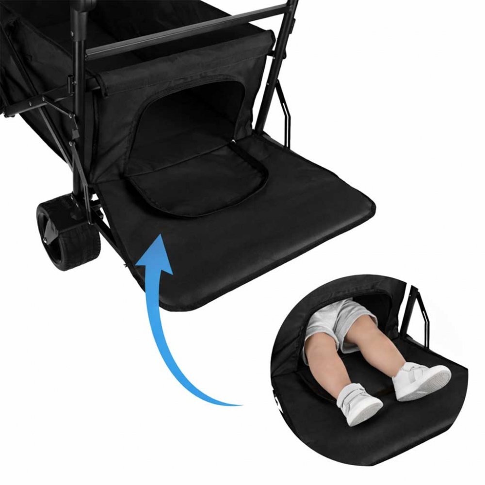 Luaro Carucior pliabil de transport universal Ikonka Black XL cu copertina roti PVC pana la 120 kg maner reglabil cadru otel tubular