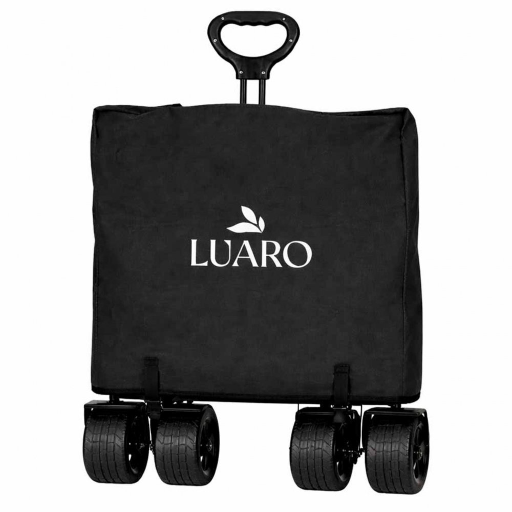 Luaro Carucior pliabil de transport universal Ikonka Black XL cu copertina roti PVC pana la 120 kg maner reglabil cadru otel tubular