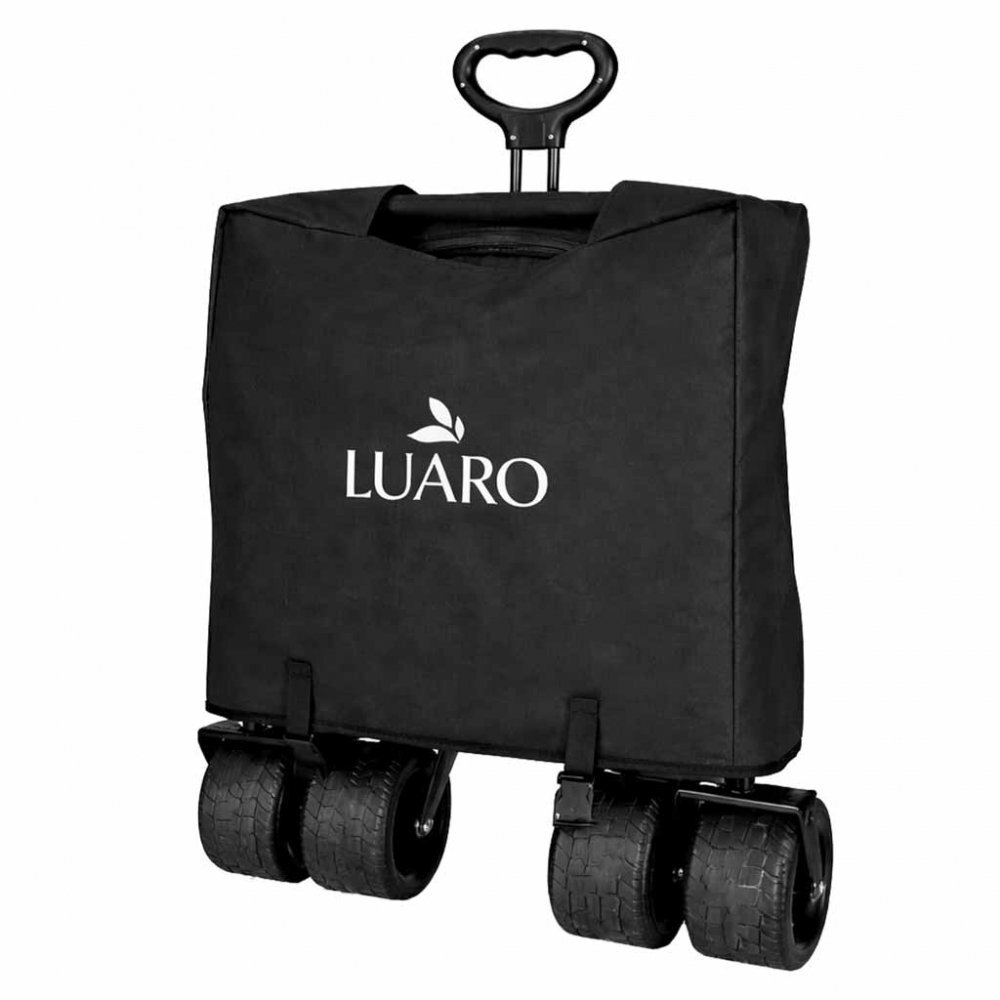 Luaro Carucior pliabil de transport universal Ikonka Black XL cu copertina roti PVC pana la 120 kg maner reglabil cadru otel tubular