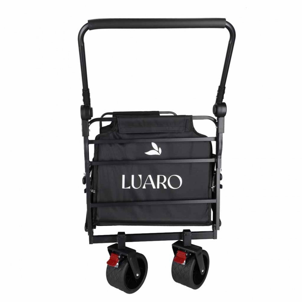 Luaro Carucior transportor transformabil in sezlong de plajacamping Ikonka black cadru solid din otel material Oxford 600D maner telescopic reglabil include pernuta