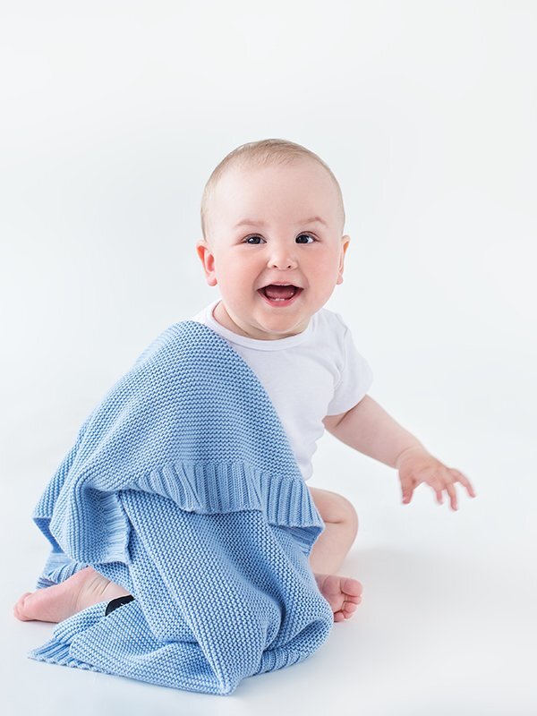 LullaLove Paturica crosetata din bambus si bumbac 80x100 cm Albastru