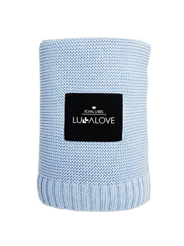 LullaLove Paturica crosetata din bambus si bumbac 80x100 cm Albastru