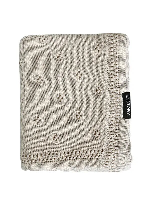 LullaLove Paturica crosetata din bambus si bumbac 80x100 Daisy Coffee