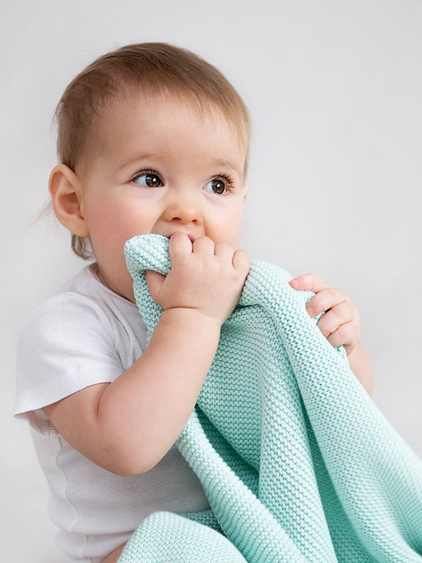 LullaLove Paturica crosetata din bambus si bumbac Menta 80x100 cm