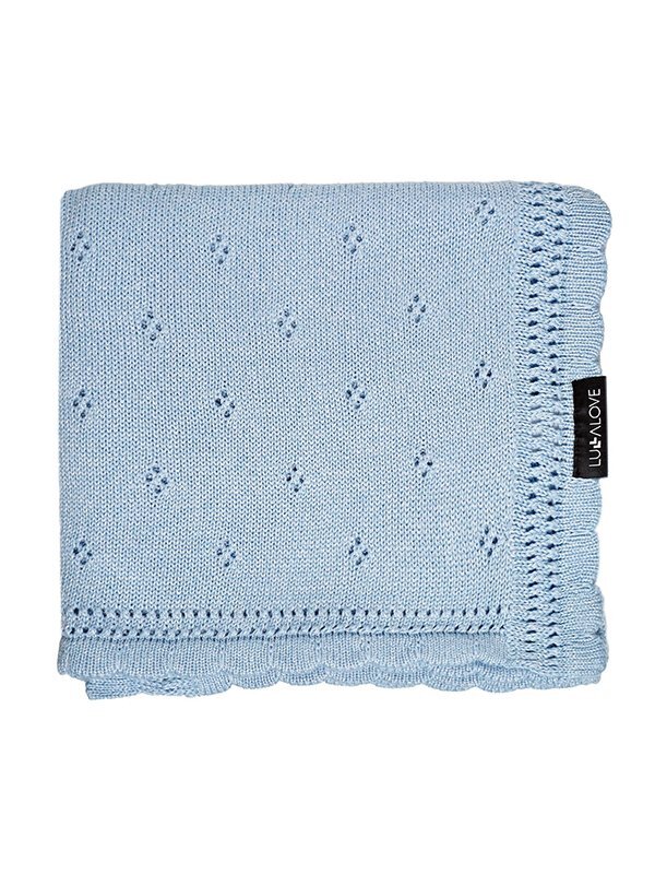 LullaLove Paturica crosetata din bambus si bumbac model Daisy 80x100 cm