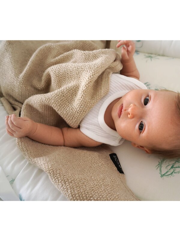LullaLove Paturica subtire din lana merinos 90x100 cm beige