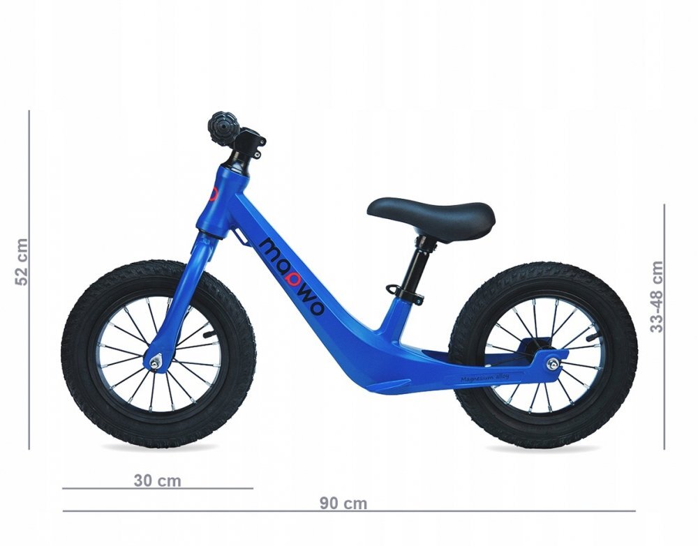 Maawo Bicicleta fara pedale pentru copii roti de 12 inch cu anvelope pneumatice spite cadru din aliaj de magneziu design ergonomic Saua reglabila sarcina maxima 30 kg Blue Elegans
