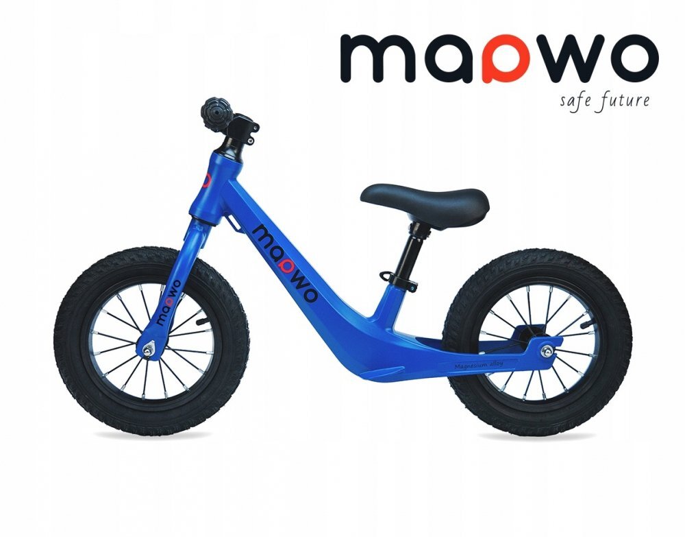 Maawo Bicicleta fara pedale pentru copii roti de 12 inch cu anvelope pneumatice spite cadru din aliaj de magneziu design ergonomic Saua reglabila sarcina maxima 30 kg Blue Elegans