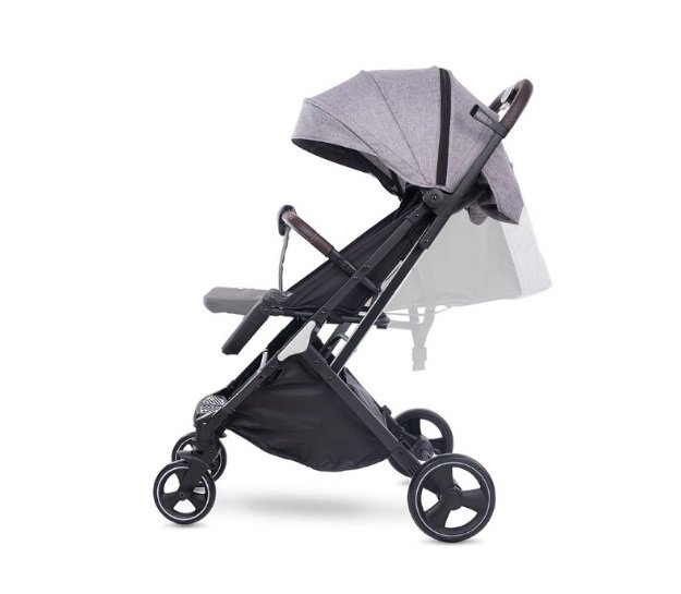 Maawo Carucior pentru copii Puer Light Grey compact cu cadrul din aluminiu roti pivotante din spuma Eva sistem de franare greutate redusa 79 kg pozitie somn cos de accesorii sarcina maxima 15 kg