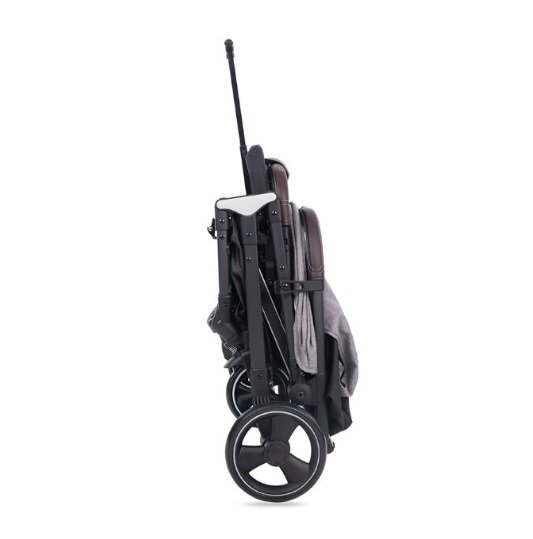 Maawo Carucior pentru copii Puer Light Grey compact cu cadrul din aluminiu roti pivotante din spuma Eva sistem de franare greutate redusa 79 kg pozitie somn cos de accesorii sarcina maxima 15 kg