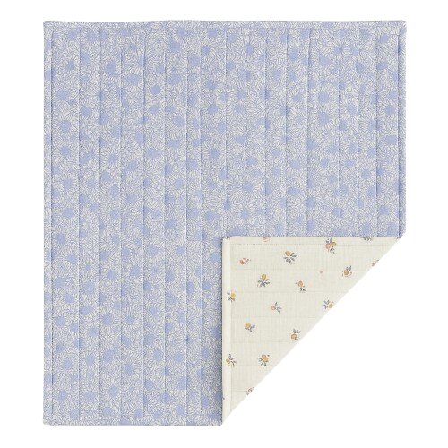 Magic kids Paturica handmade matlasata din muselina premium cu fata dubla Zomea Ecru Blue 135x100 cm