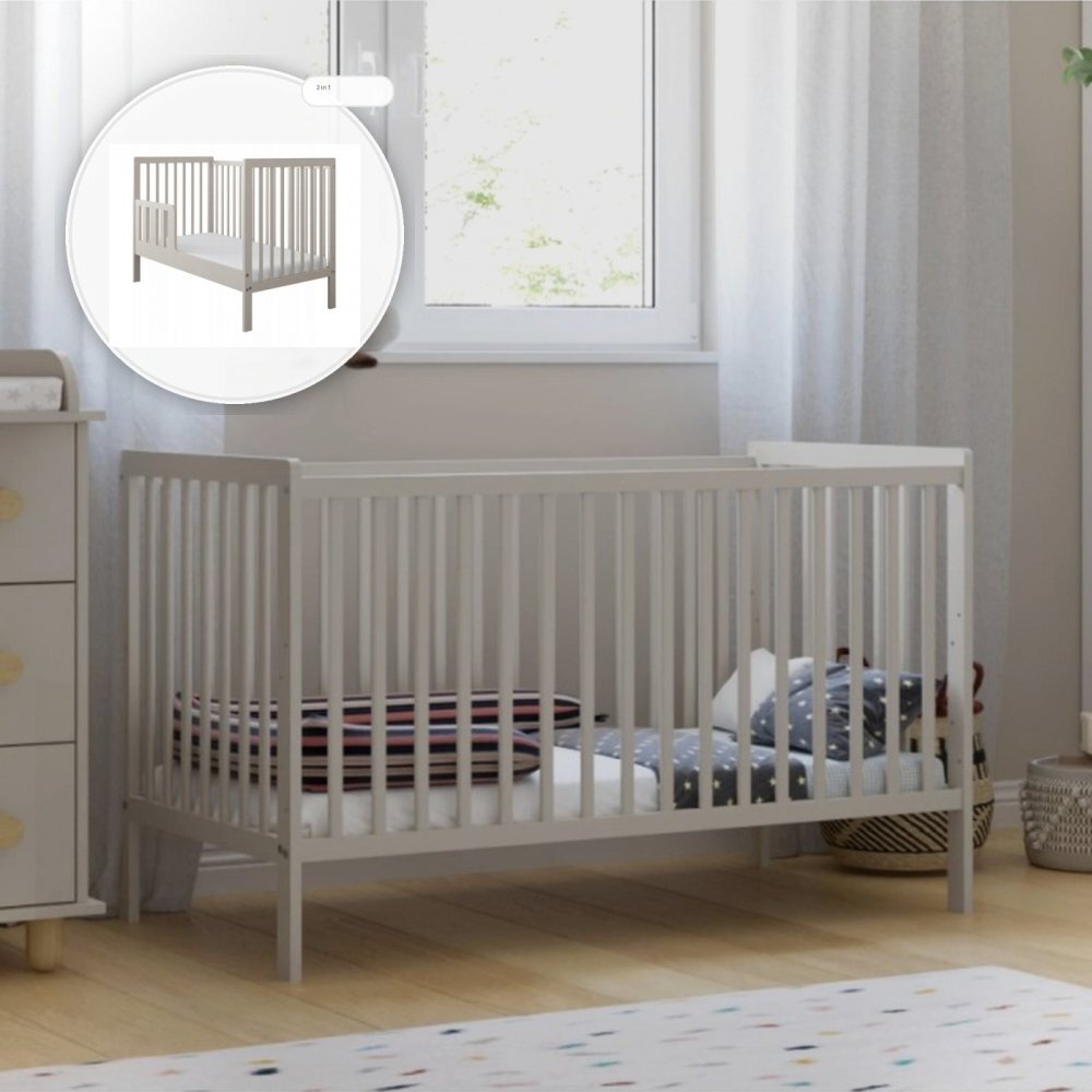Magic kids Patut 2 in 1 Lumi casmir din lemn cu somiera reglabila trepte detasabile si bariera transformare 120 x 60 cm