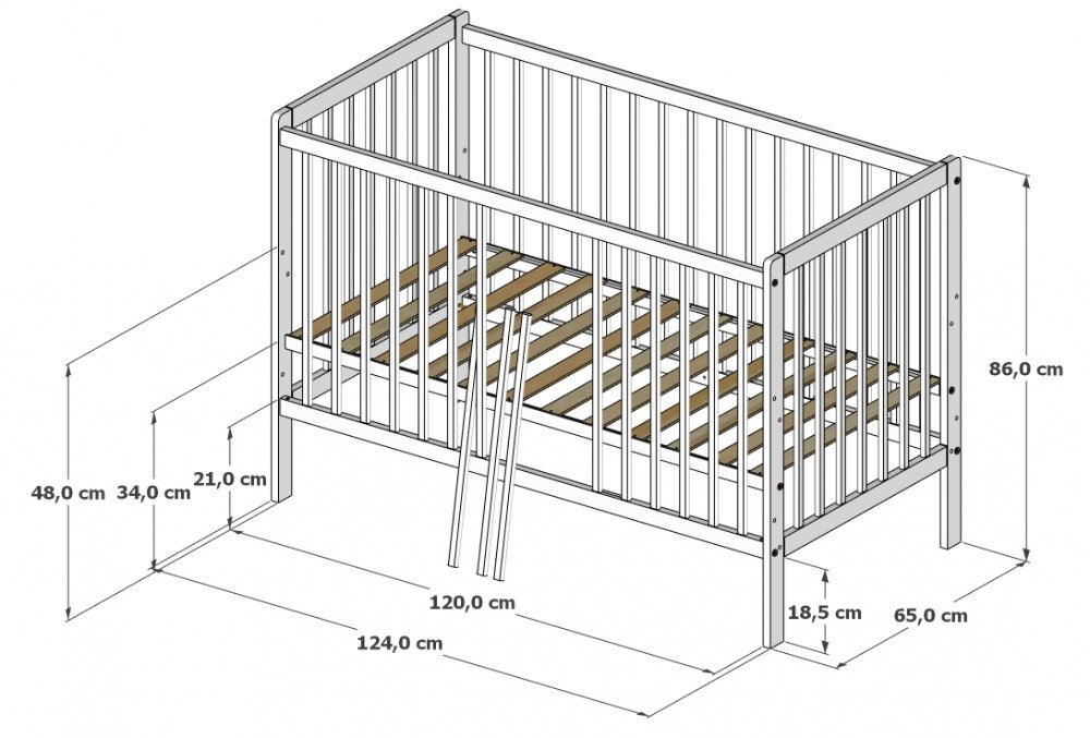 Magic kids Patut 2 in 1 Lumi casmir din lemn cu somiera reglabila trepte detasabile si bariera transformare 120 x 60 cm