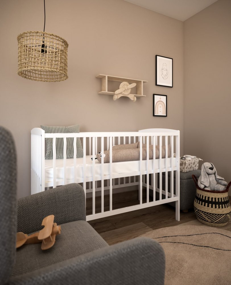 Magic kids Patut 2 in 1 Pure alb din lemn cu somiera reglabila trepte detasabile si bariera transformare 120 x 60 cm