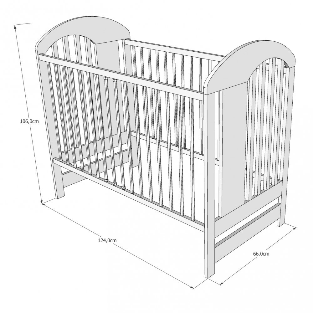 Magic kids Patut din lemn pentru copii Tymon natur 120 x 60 cm design modern cu somiera reglabila si 3 bare laterale detasabile 0-4 ani