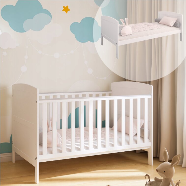 Magic kids Patut evolutiv 3 in 1 Philip Alb pat bebelusi junior si pat pentru scolari cu somiera reglabila in 3 pozitii si trepte detasabile 140 x 70 cm