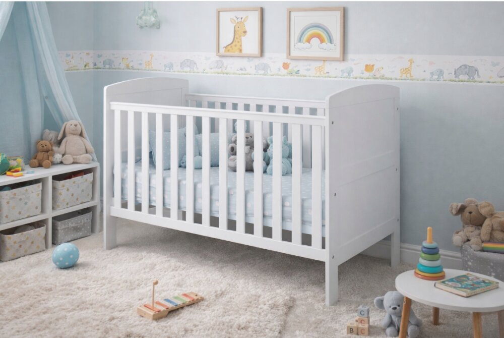 Magic kids Patut evolutiv 3 in 1 Philip Alb pat bebelusi junior si pat pentru scolari cu somiera reglabila in 3 pozitii si trepte detasabile 140 x 70 cm