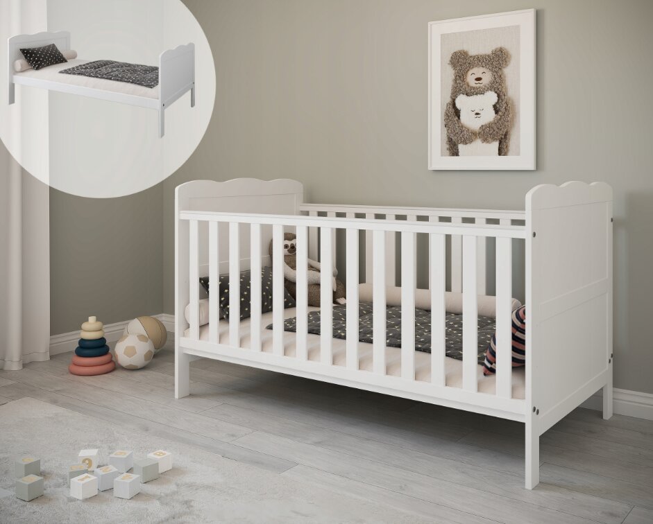 Magic kids Patut evolutiv Isabel 3 in 1 pat bebe junior pat prescolar cu somiera reglabila si trepte detasabile 140 x 70 cm