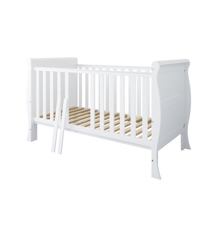 Magic kids Patut evolutiv Scarlet 2 in 1 pat bebe si pat prescolar cu somiera reglabila si protectii pentru dentitie 140 x 70 cm
