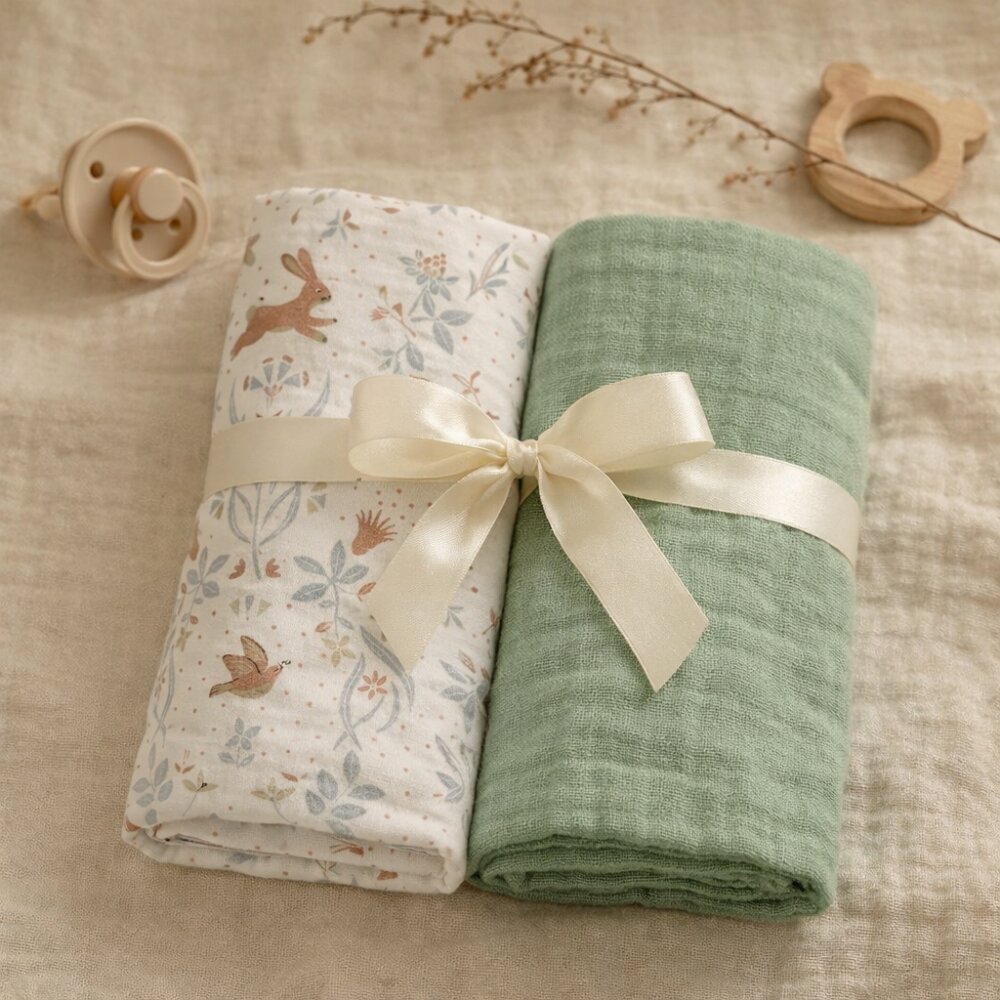 Magic kids Set 2 museline Botanical Nest din bumbac 70 x 70 cm
