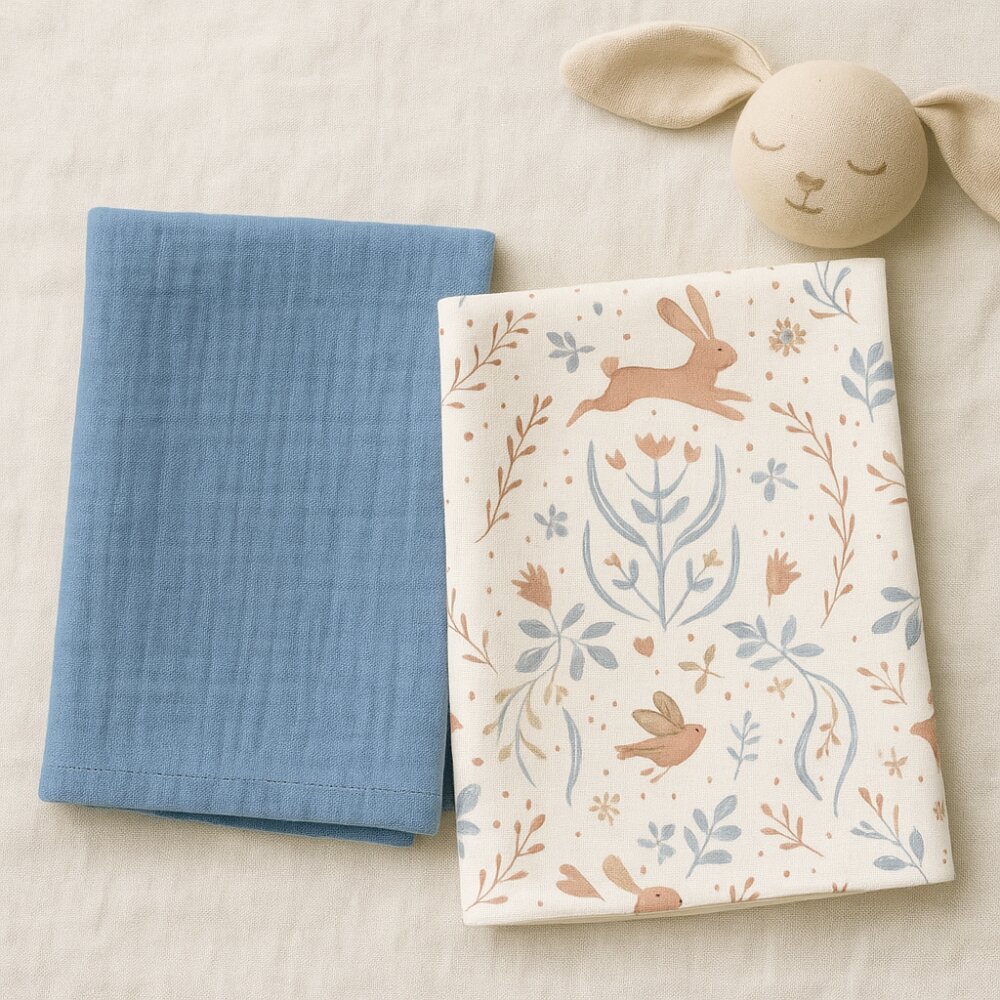 Magic kids Set 2 museline Sweet Bunny din bumbac 70x70 cm