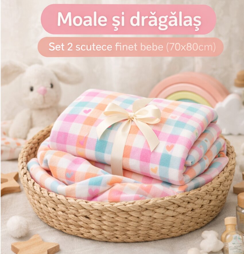 Magic kids Set 2 scutece din finet Little Sunshine pentru bebelusi 70 x 80 cm