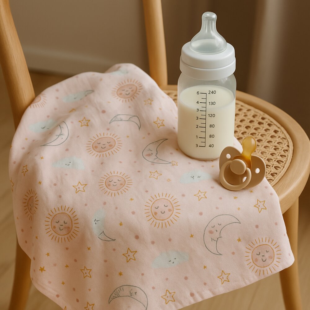Magic kids Set 2 scutece din finet pentru bebelusi Happy Skies Rose Moon Stars 70x80 cm