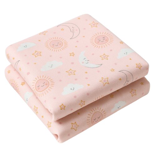 Magic kids Set 2 scutece din finet pentru bebelusi Happy Skies Rose Moon Stars 70x80 cm