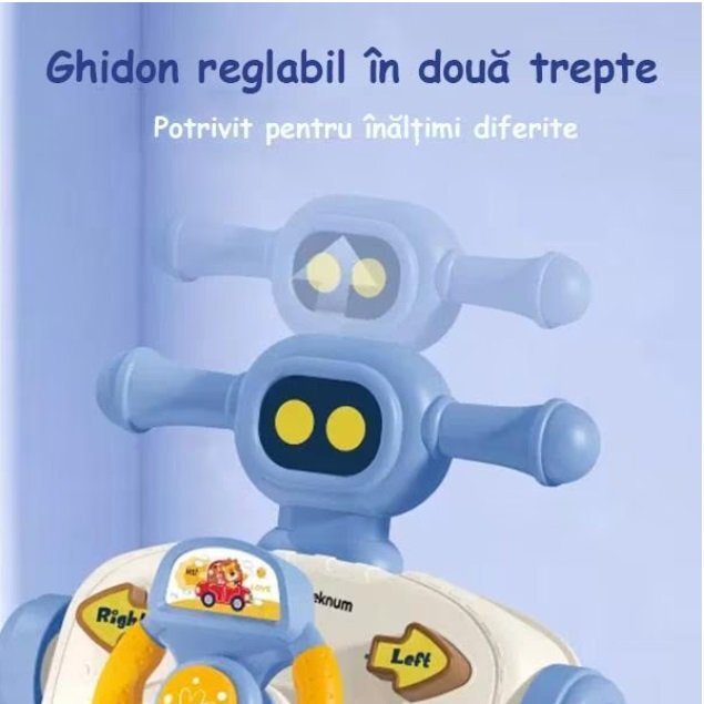 MalPlay Antemergator multifunctional 5 in 1 cu Volan ghidon reglabil Roti antiderapante angrenaje rotative dimensiune 40.5 x 43.5cm Pink Car