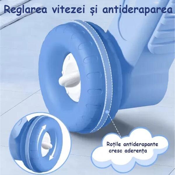 MalPlay Antemergator multifunctional 5 in 1 cu Volan ghidon reglabil Roti antiderapante angrenaje rotative dimensiune 40.5 x 43.5cm Pink Car