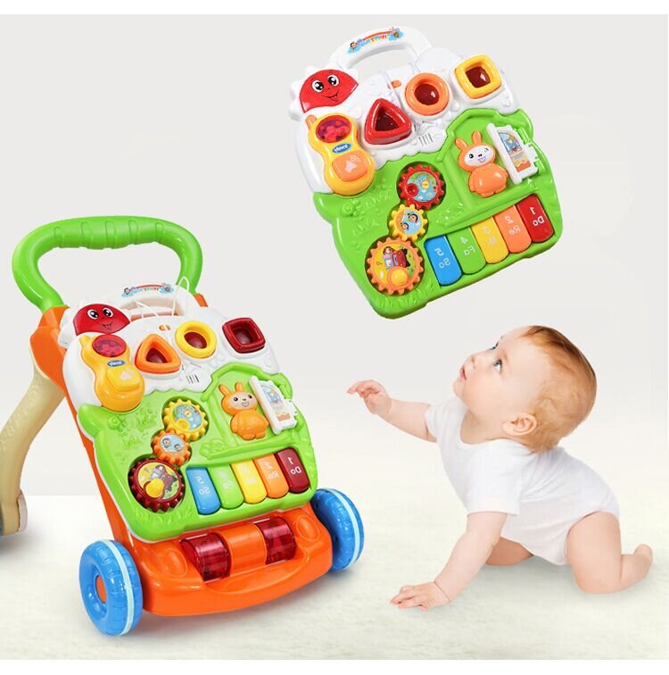 MalPlay Antepremergator 3 in 1 pentru copii interactiv echipat cu cu pian dimensiune 47 x 42 x 45 cm Green
