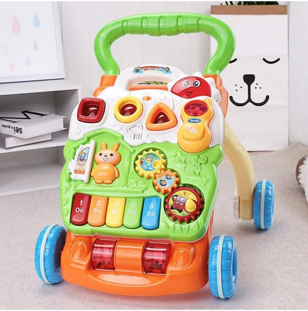 MalPlay Antepremergator 3 in 1 pentru copii interactiv echipat cu cu pian dimensiune 47 x 42 x 45 cm Green