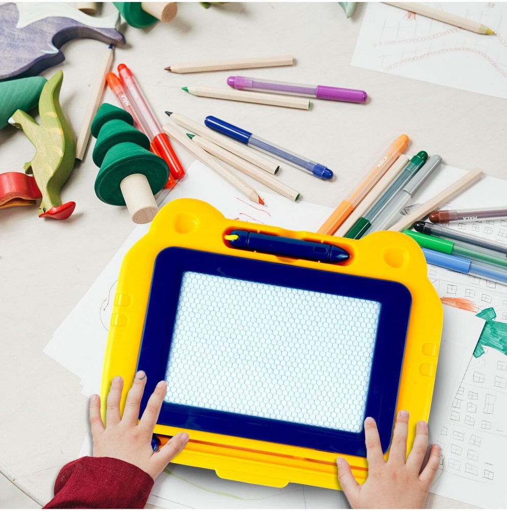 MalPlay Antepremergator educational 2 in 1 cu Pian Tabla de desen cu Stilou si Angrenaje rotative 39.5 x 32 x 40.2 cm Blue Elephant