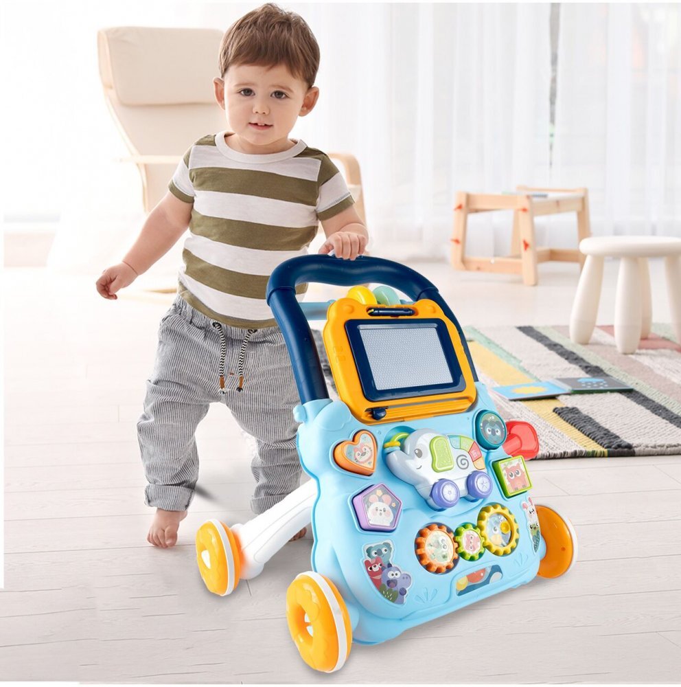 MalPlay Antepremergator educational 2 in 1 cu Pian Tabla de desen cu Stilou si Angrenaje rotative 39.5 x 32 x 40.2 cm Blue Elephant