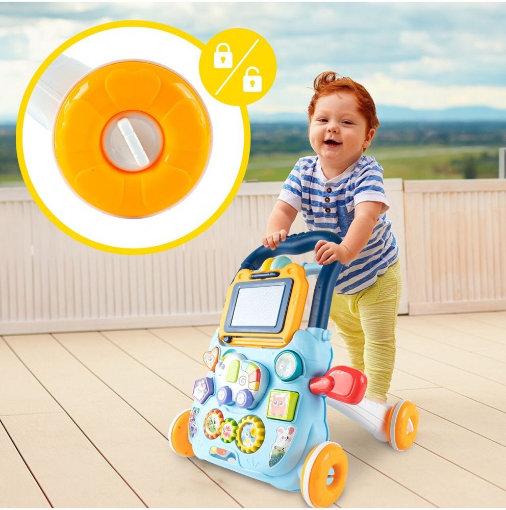 MalPlay Antepremergator educational 2 in 1 cu Pian Tabla de desen cu Stilou si Angrenaje rotative 39.5 x 32 x 40.2 cm Blue Elephant