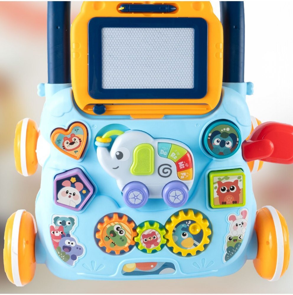 MalPlay Antepremergator educational 2 in 1 cu Pian Tabla de desen cu Stilou si Angrenaje rotative 39.5 x 32 x 40.2 cm Blue Elephant