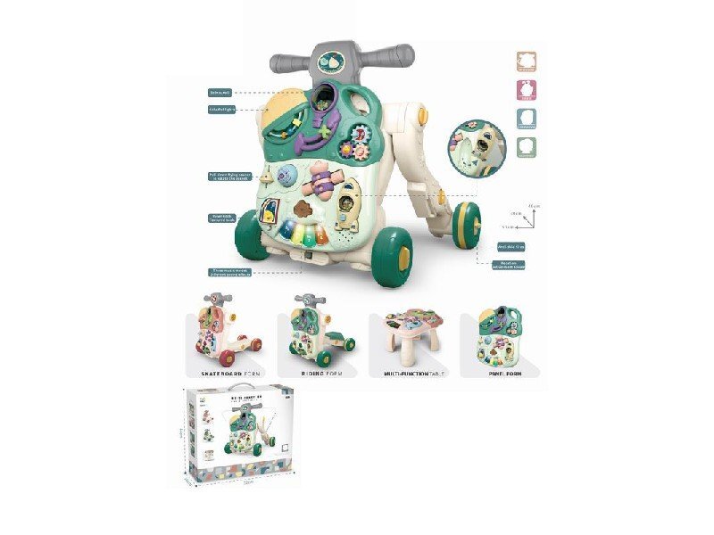 MalPlay Antepremergator evolutiv pentru copii Green cu lumini sunete si angrenaje rotative dimensiune 45 x 42 x 46 cm