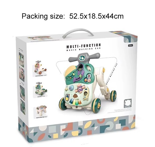 MalPlay Antepremergator evolutiv pentru copii Green cu lumini sunete si angrenaje rotative dimensiune 45 x 42 x 46 cm