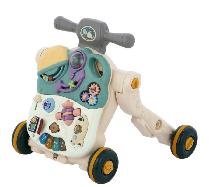 MalPlay Antepremergator evolutiv pentru copii Green cu lumini sunete si angrenaje rotative dimensiune 45 x 42 x 46 cm