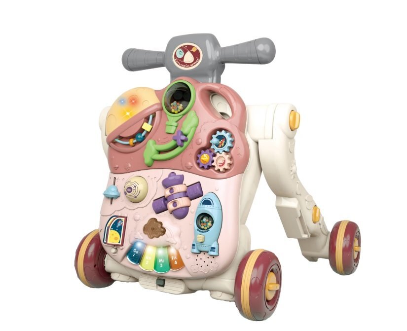 MalPlay Antepremergator evolutiv pentru copii Pink cu lumini sunete si angrenaje rotative dimensiune 45 x 42 x 46 cm