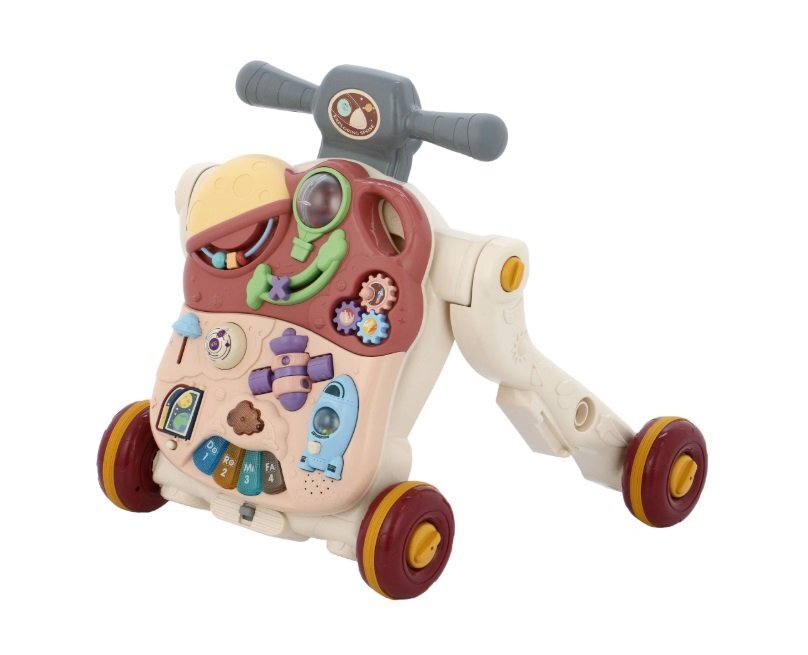 MalPlay Antepremergator evolutiv pentru copii Pink cu lumini sunete si angrenaje rotative dimensiune 45 x 42 x 46 cm