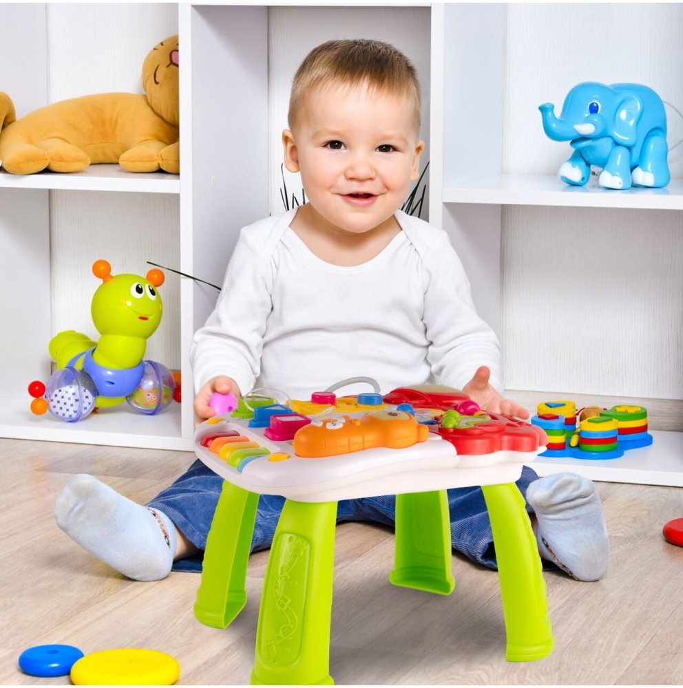 MalPlay Antepremergator interactiv multifunctional 5 in 1 cu Pian Sunete Lumini Labirint si angrenaje rotative 48.5 x 37.5 x 51.5 cm