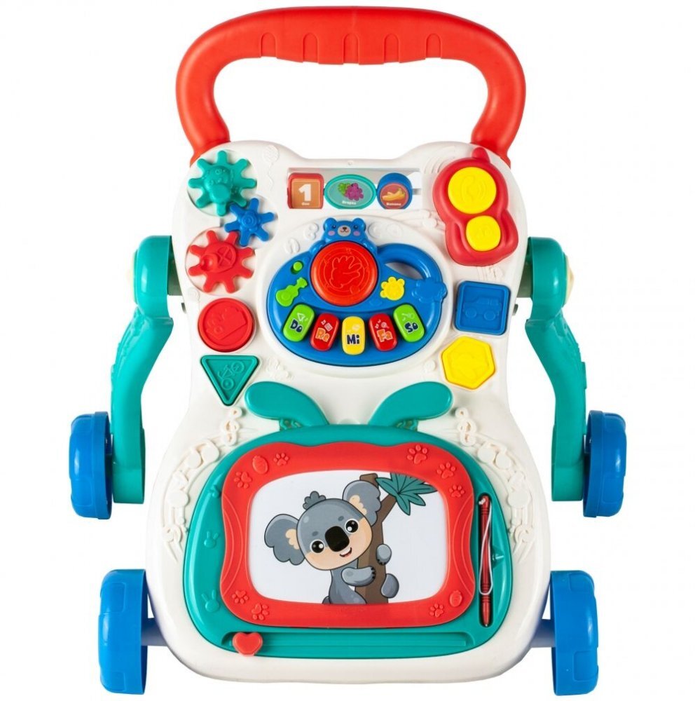 MalPlay Antepremergator multifunctional cu Pian detasabil Tabla pentru desen angrenaje rotative roti anti-alunecare Maner de sustinere greutate 1.6kg Walking Car Multicolor