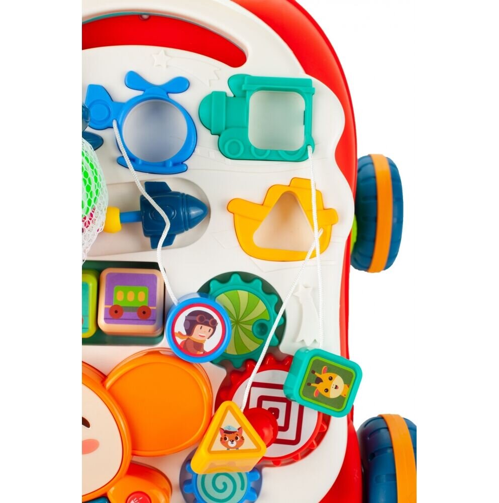 MalPlay Antepremergator muzical pentru copii 2 in 1 cu 5 functii distincte panou interactiv detasabil pian muzical masuta de joaca cos de baschet red