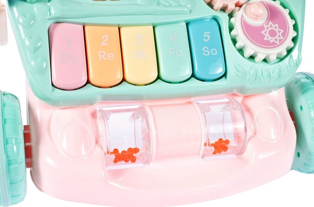MalPlay Antepremergator pentru copii cu panou educational detasabil dimensiune 47 x 42 x 45 cm Pink-Blue Bunny
